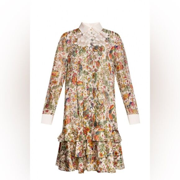 Tory Burch Printed Silk Botanical Dress, NWT - Picture 3 of 11